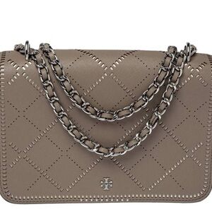 Tory Burch Robinson Crosshatch French Grey Leather Crossbody/Shoulder Bag